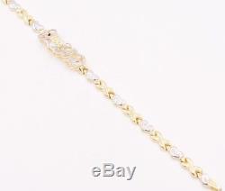 7 1/4" Diamond Cut Hearts and Kisses Bracelet Real 10K Yellow Gold FREE SHIPPING 