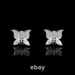 0.25CT Marquise Round Cut Created Diamond Butterfly Stud Earrings 14k White Gold