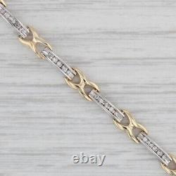 0.40ctw Diamond Bar X Link Bracelet 10k White Yellow Gold 7.25 4.1mm