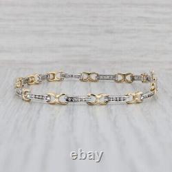 0.40ctw Diamond Bar X Link Bracelet 10k White Yellow Gold 7.25 4.1mm
