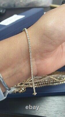 100% Natural Diamonds Bracelet, 3CT Round Diamond Tennis Bracelet Yellow Gold
