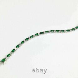 10CT Oval Cut Emerald Lab Created Women's Tennis Bracelet 14K White Gold Plated