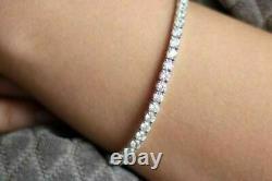 10Ct Round Cut 14k White Gold Over Real Sterling Silver Tennis Bracelet 7.5 5mm