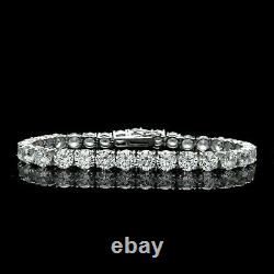 10Ct Round Cut 14k White Gold Over Real Sterling Silver Tennis Bracelet 7.5 5mm