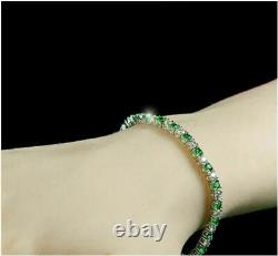 10Ct Round Cut Lab-Created Green Emerald Tennis Bracelet 14K White Gold Plated