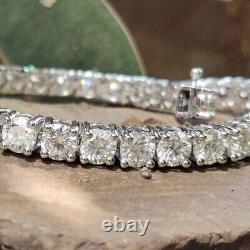 10Ctw VVS1 Moissanite Round Cut Tennis Bridal Bracelet in 14k White Gold Plated