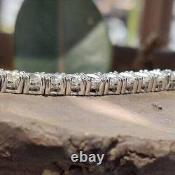 10Ctw VVS1 Moissanite Round Cut Tennis Bridal Bracelet in 14k White Gold Plated