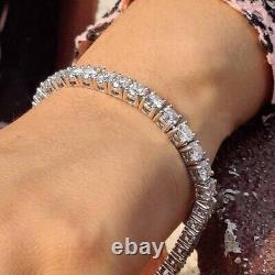 10Ctw VVS1 Moissanite Round Cut Tennis Bridal Bracelet in 14k White Gold Plated