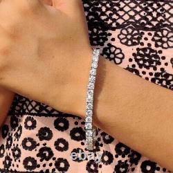 10Ctw VVS1 Moissanite Round Cut Tennis Bridal Bracelet in 14k White Gold Plated