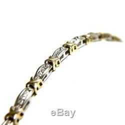 10K Two-Tone Yellow White Gold 0.70CT Diamond 4.75mm 7 Tennis Bracelet 13.3g