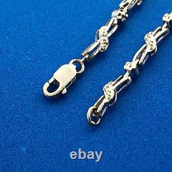 10K White Gold Oval Blue Sapphire Diamond Tennis Bracelet 7