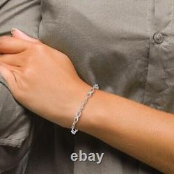 10K White Gold Polished Link 7.5 in Bracelet for Women 2.36g