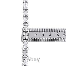 10K White Gold Round & Baguette Diamond 9mm Fancy Statement Bracelet 3.75 CT