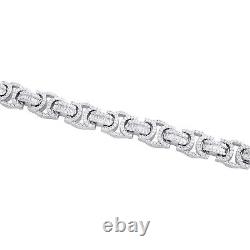 10K White Gold Round & Baguette Diamond 9mm Fancy Statement Bracelet 3.75 CT