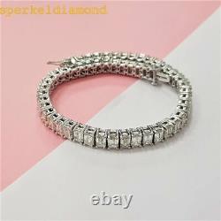 10.00 Ct Emerald Cut Lab-Created Men's Tennis Bracelet In 14K White Gold Plated