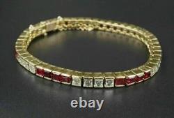 10.0Ct Princess Cut Lab Created Diamond Tennis Bracelet In 14K White Gold Plated
