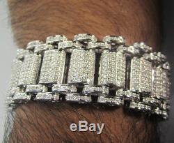 10.37 Carat Mens White Gold Finish Real Natural Diamonds Bracelet