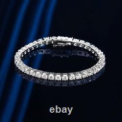 10.5Ct Round Cut VVS1/D Moissanite Tennis Bracelet 14k White Gold Over 7.2In 4mm