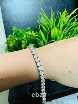 10 CTW Moissanite 8 Tennis 4mm Round Cut Wedding Bracelet 14K White Gold Plated