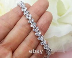 10 CT Round Cut VVS1 Moissanite Women 7 Tennis Bracelet 14K White Gold Plated