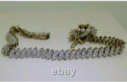 10 Carat Round Diamond MARQUISE LINK Tennis Bracelet 14k Yellow Gold Plated 8