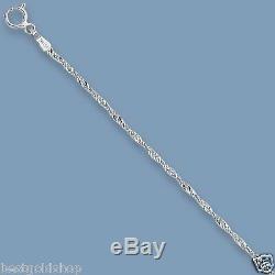 10 Twisted Sparkle Singapore Chain Ankle Bracelet Anklet Real 14K White Gold