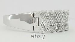 10 ct 18K Gold Round Diamond 9-Row Pave Wave Bangle Bracelet 59.2 Grams 6.5