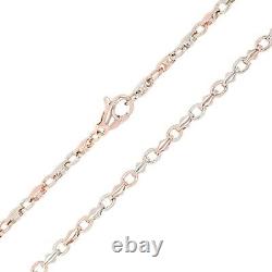 10k Rose & White Gold Handmade Fashion Link Bracelet 8.5 4mm 9.7 grams