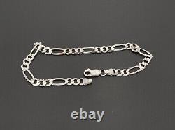 10k Wg White Gold Polished Figaro Link Chain Bracelet Lobster Claw Clasp 8