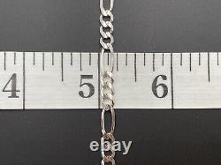 10k Wg White Gold Polished Figaro Link Chain Bracelet Lobster Claw Clasp 8