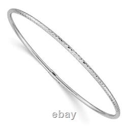 10k White Gold 2mm Diamond-cut Slip-on Bangle Bracelet For Women