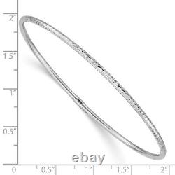 10k White Gold 2mm Diamond-cut Slip-on Bangle Bracelet For Women