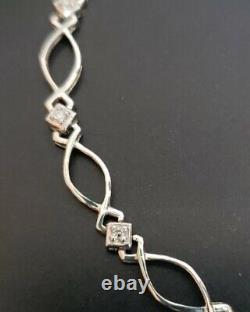 10k White Gold Designer Fancy Diamond Accent Link Bracelet