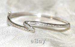 10k White Gold & Diamond Hinged Bangle Bracelet NICE