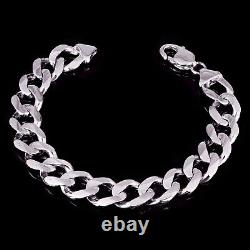 10k White Gold Flat Cuban Bracelet Link Chain 9 12.5mm 40 grams