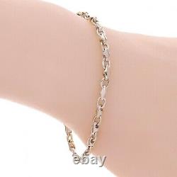 10k White Gold Handmade Fashion Link Bracelet 9 4mm 10.3 grams