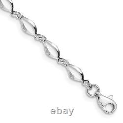 10k White Gold Polished Fancy Link Bracelet for Womens 1.78g
