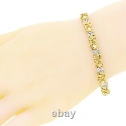 10k Yellow Gold Diamond Nugget Bracelet 7 6mm 13.9 grams