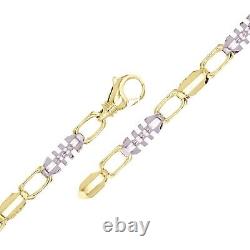 10k Yellow & White Gold Solid Handmade Link Chain Bracelet 8.5 6.9mm 32.8 grams