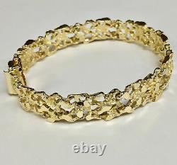 10kt Solid WHITE Gold Handmade Fashion Nugget Bracelet 11 mm 28 grams 8.5