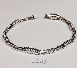 10kt Solid White Gold Handmade Link Men's Bracelet 8.5 5 MM 15 grams