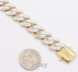 11mm Miami Cuban Link Diamond Cut Reversible Bracelet Real 10K Yellow White Gold