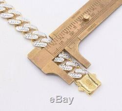 11mm Miami Cuban Link Diamond Cut Reversible Bracelet Real 10K Yellow White Gold