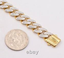 11mm Miami Cuban Royal Link Diamond Cut Bracelet Real 10K Yellow White Gold