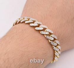 11mm Miami Cuban Royal Link Diamond Cut Bracelet Real 10K Yellow White Gold