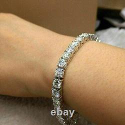 12CTW Round Cut D/VVS1 Moissanite Wedding Tennis Bracelet 14KT White Gold Plated