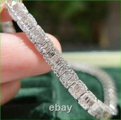 12Ct Baguette Lab Created Diamond Tennis Bracelet 14K White Gold Plated Silver
