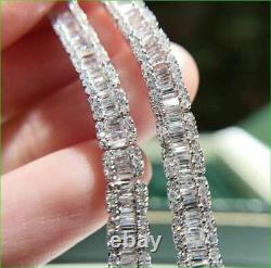 12Ct Baguette Lab Created Diamond Tennis Bracelet 14K White Gold Plated Silver