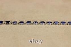 12.00Ct Oval Cut Blue Sapphire Created Tennis Bracelet Nice 14K White Gold Over