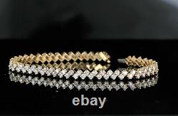 $12,800 18K Yellow Gold 5ct Round Diamond 6.75 Tennis Link Prong Set Bracelet